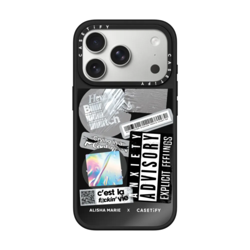 CASETiFYのミラーケース(ブラック)×ステッカーデザイン